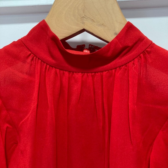 GIAMBATTISTA VALLI x H&M Red Silk Chiffon Ruffle Blouse Shirt Size 4 - Picture 9 of 15